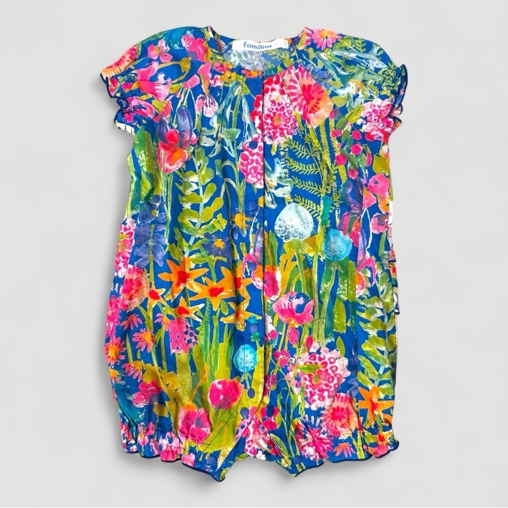 Familiar Japan Baby Girl Floral Bubble Romper 70 / 6–12M Ruffle Butt - Picture 2 of 16